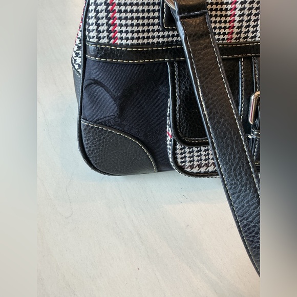 Equestrian Houndstooth Satchel Horsebit Print Black Faux Leather Chaps Handbag - Picture 5 of 14